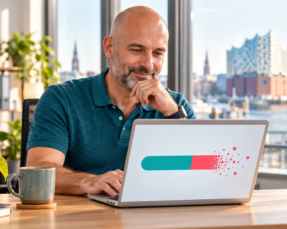 Apple Intelligence am Firmen Mac deaktivieren: Speicher freigeben und Funktionen gezielt sperren IT-Verantwortlicher sieht am Laptop eine Speicheranzeige, aus der ein großer Block entfernt wird – Apple Intelligence am Firmen-Mac deaktivieren
