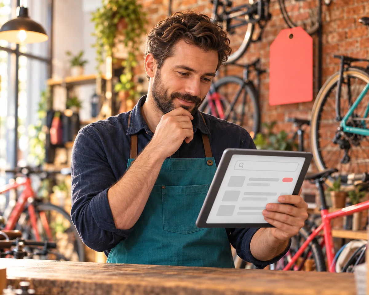 Ab . Oktober übernimmt Google Ads Rabatte automatisch von deiner Website: Was lokale Betriebe jetzt prüfen oder abschalten Inhaber eines Hamburger Fahrradladens prüft am Tablet, wie seine Anzeige in der Google-Suche erscheint